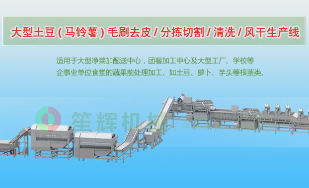 高邮连续式土豆去皮清洗切割风干生产线